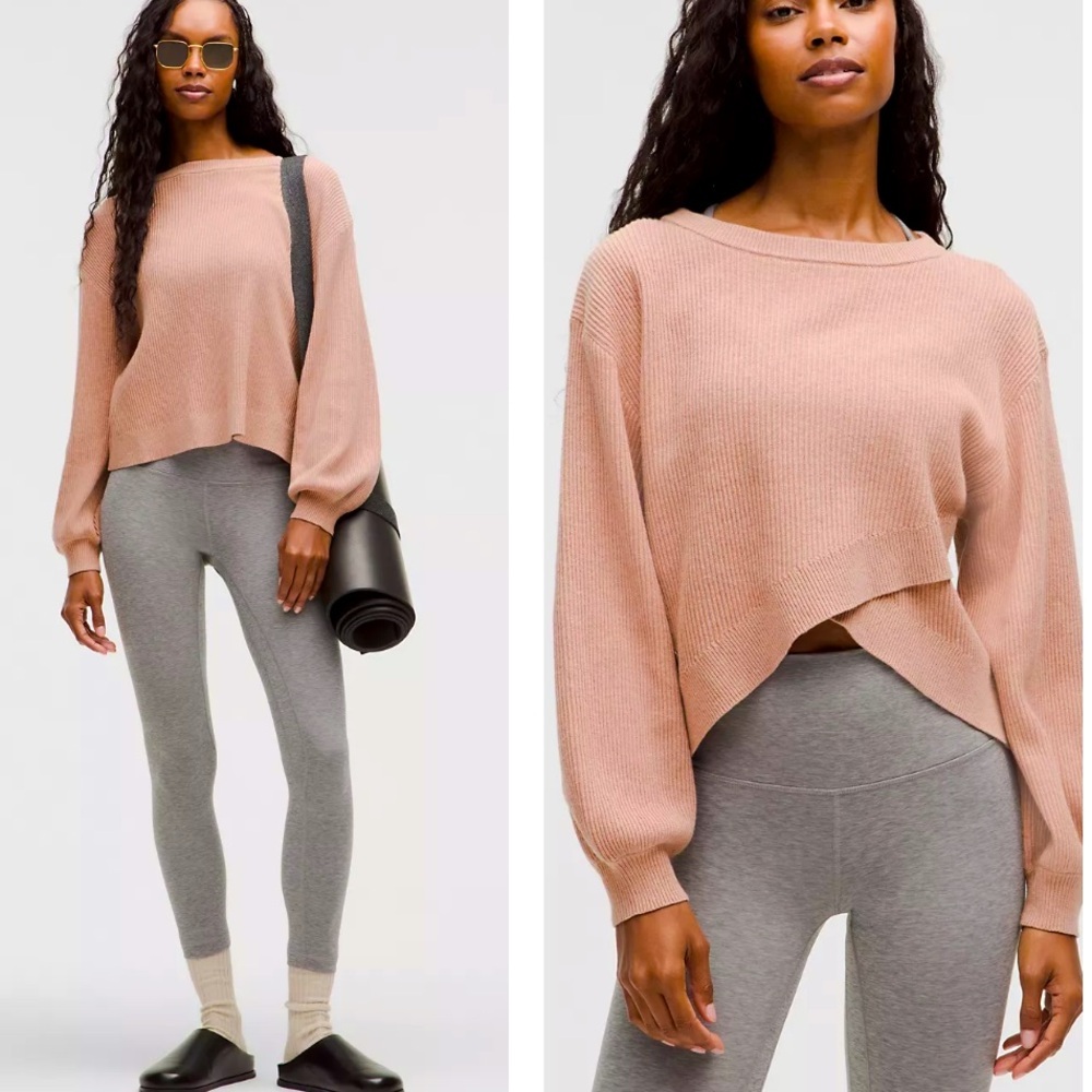 Lululemon Reversible Crossover Sweater In Warm Beige Boxy Loose Fit Cut SZ S